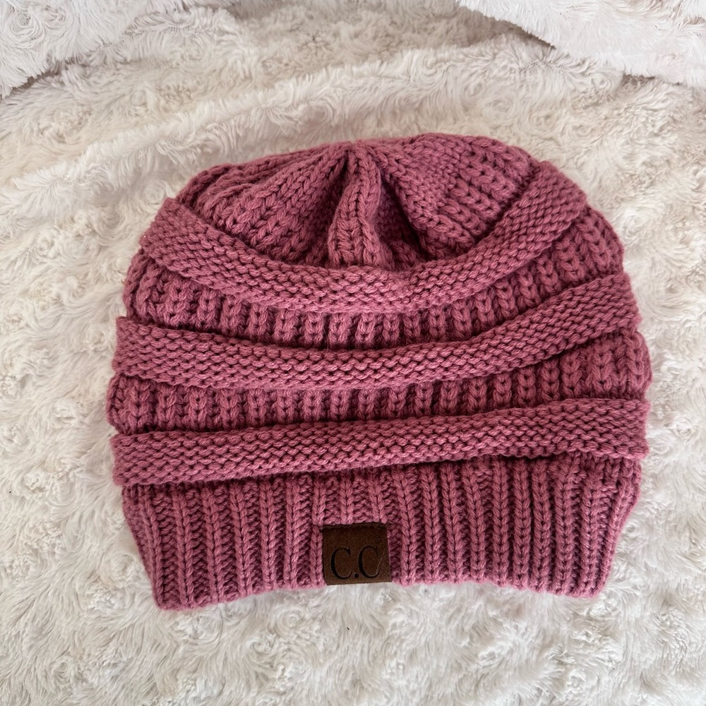 C.C Brand Trendy Warm Chunky Soft Stretch Cable Knit Skully Beanie Pink